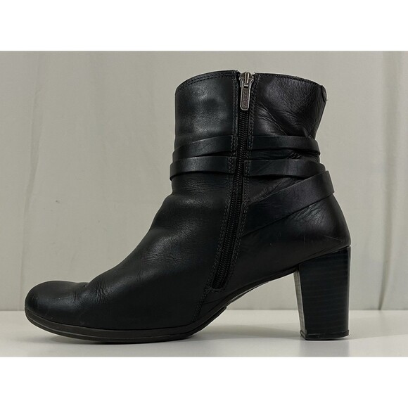 Pikolinos Verona Women 40 Black Leather Mid-Calf Zip Boots Ankle Heels Boho - Picture 6 of 13